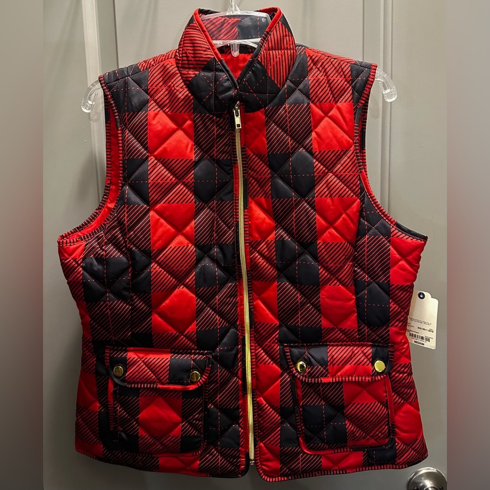 St. John’s Bay Black and Red Polyester Vest NWT